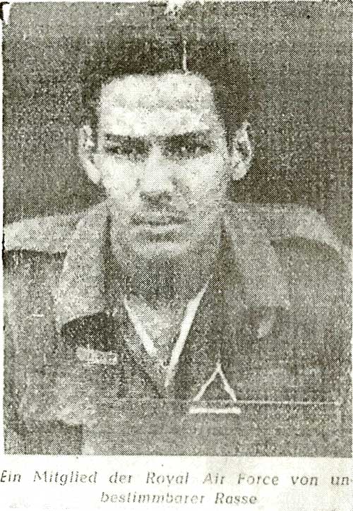 Cy Grant's photo as it appeared in pro-Nazi newspaper Völkischer Beobachter after his capture in Holland